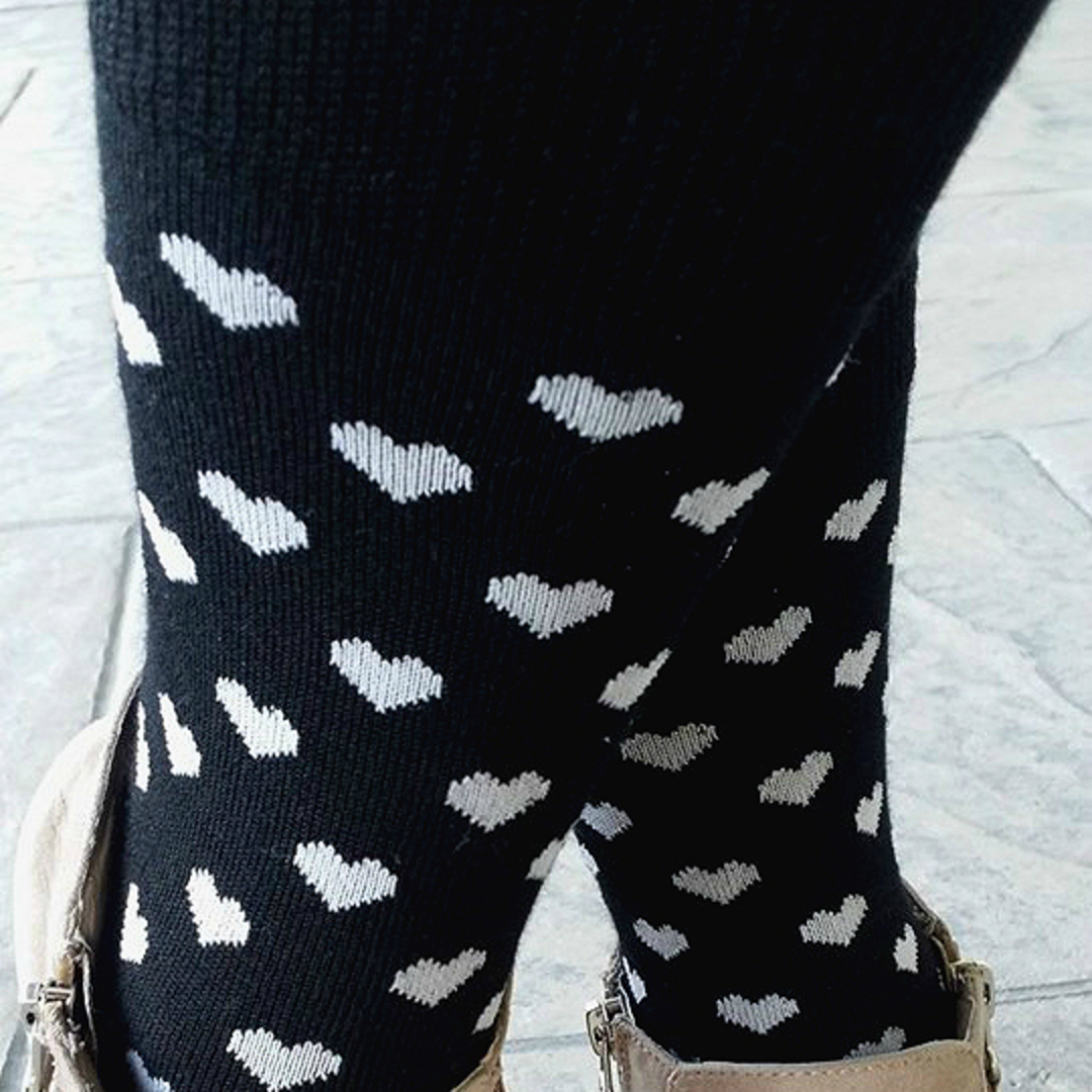 Merino Wool Heart Dress Socks - Black image 0